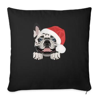 Français Bulldog Joyeux Noël - Housse de coussin décorative 45 x 45 cm - noir - Devant