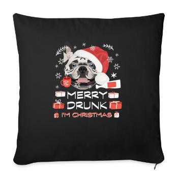 Français Marché de Noël Bulldog - Housse de coussin décorative 45 x 45 cm - noir - Devant