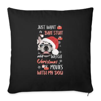 Français Bulldog Joyeux Noël - Housse de coussin décorative 45 x 45 cm - noir - Devant