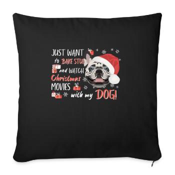 Français Bulldog Joyeux Noël - Housse de coussin décorative 45 x 45 cm - noir - Devant