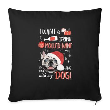 Français Bulldog vin chaud de Noël - Housse de coussin décorative 45 x 45 cm - noir - Devant
