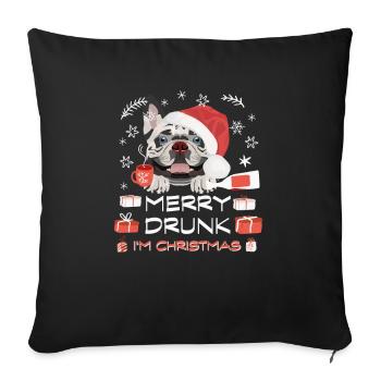 Français Marché de Noël Bulldog - Housse de coussin décorative 45 x 45 cm - noir - Devant