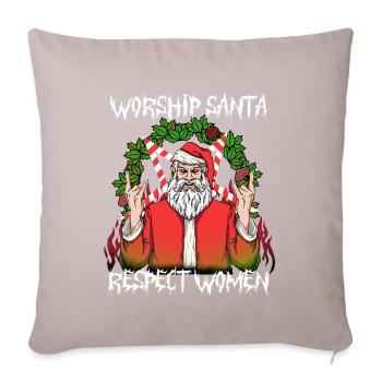 Adorer le Père Noël Respectez les femmes I Diable satanique - Housse de coussin décorative 45 x 45 cm - taupe clair - Devant