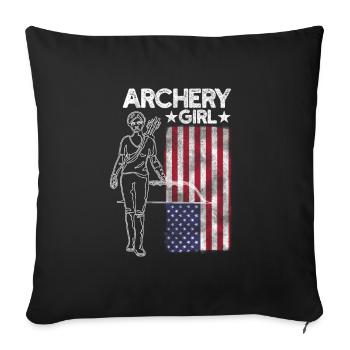 Bogenschießen Mädchen USA Patriotisch - Sofakissenbezug 45 x 45 cm - Schwarz - Vorne