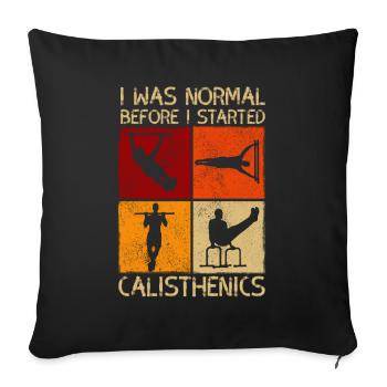 I Was Normal Before I Started Calisthenics - Sofa pillowcase 17,3'' x 17,3'' (45 x 45 cm) - black - Front