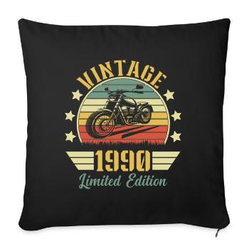 Vintage 1990's Retro Motorcycle Birthday Gift - Sofa pillowcase 17,3'' x 17,3'' (45 x 45 cm) - black - Front