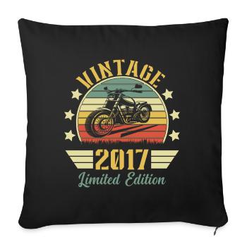 Vintage 2017 Retro Motorcycle Birthday Gift - Sofa pillowcase 17,3'' x 17,3'' (45 x 45 cm) - black - Front