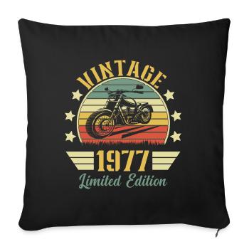 Vintage 1977 Retro Motorcycle Birthday Gift - Sofa pillowcase 17,3'' x 17,3'' (45 x 45 cm) - black - Front