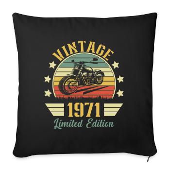Vintage 1971 Retro Motorcycle Birthday Gift - Sofa pillowcase 17,3'' x 17,3'' (45 x 45 cm) - black - Front