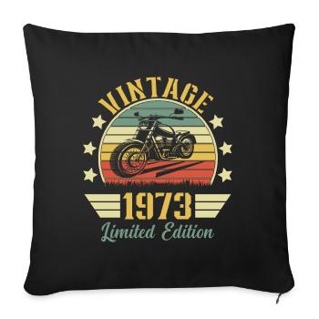 Vintage 1973 Retro Motorcycle Birthday Gift - Sofa pillowcase 17,3'' x 17,3'' (45 x 45 cm) - black - Front