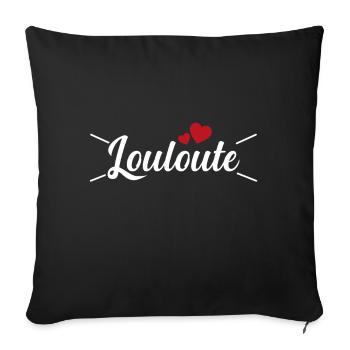 Femme Louloute Humour Mot Affectueux Couple - Housse de coussin décorative 45 x 45 cm - noir - Devant