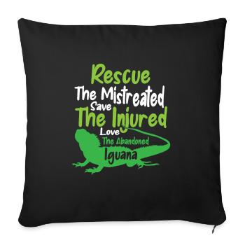 save the injured love the abandoned Iguana - Sofakissenbezug 45 x 45 cm - Schwarz - Vorne