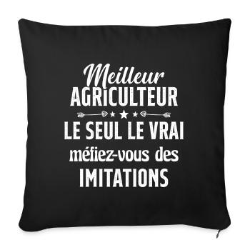 Meilleur agriculteur le seul cadeau homme humour - Housse de coussin décorative 45 x 45 cm - noir - Devant