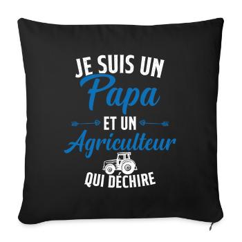 Papa et agriculteur qui déchire - Housse de coussin décorative 45 x 45 cm - noir - Devant
