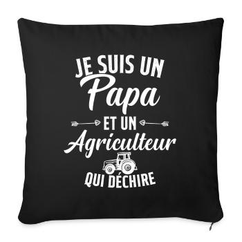Papa et agriculteur qui déchire - Housse de coussin décorative 45 x 45 cm - noir - Devant