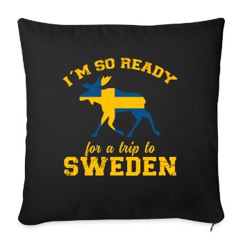 Sweden Saying Longing Elk Flag - Sofa pillowcase 17,3'' x 17,3'' (45 x 45 cm) - black - Front