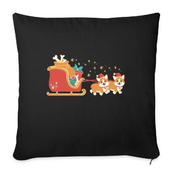 Joyeux Cormas Noël Cormas Corgi - Housse de coussin décorative 45 x 45 cm - noir - Devant