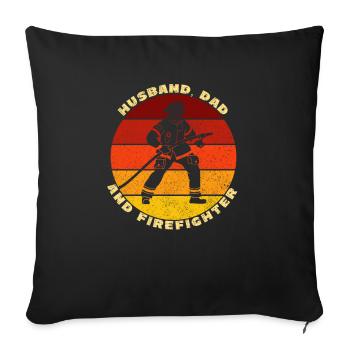 Husband Dad Firefighter - Sofa pillowcase 17,3'' x 17,3'' (45 x 45 cm) - black - Front