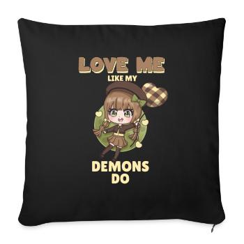 Aimez-moi comme mes démons est-ce que je mignonne fille d’anime - Housse de coussin décorative 45 x 45 cm - noir - Devant