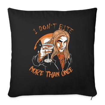 Je ne mords pas plus d’une fois jeu de mots vampire - Housse de coussin décorative 45 x 45 cm - noir - Devant