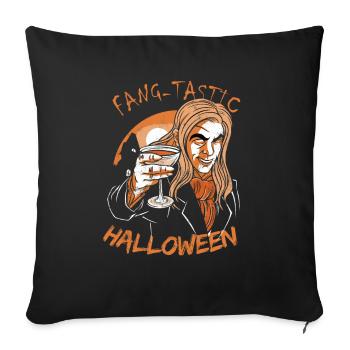 Jeu de mots fangtastique Halloween Vampire - Housse de coussin décorative 45 x 45 cm - noir - Devant