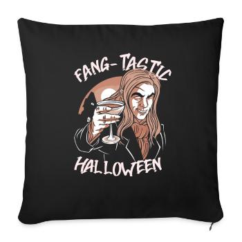 Jeu de mots fangtastique Halloween Vampire - Housse de coussin décorative 45 x 45 cm - noir - Devant