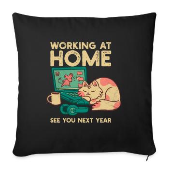 Funny Home Office Cat Saying See You Next Year - Sofa pillowcase 17,3'' x 17,3'' (45 x 45 cm) - black - Front