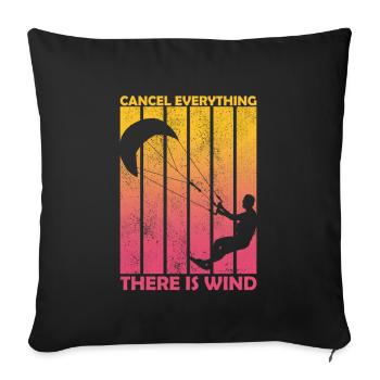 Alles abbrechen Es gibt Wind Lustiges Kitesurfen - Sofakissenbezug 45 x 45 cm - Schwarz - Vorne