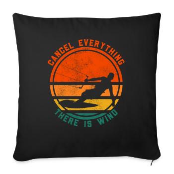 Alles abbrechen Es gibt Wind Lustiges Kitesurfen - Sofakissenbezug 45 x 45 cm - Schwarz - Vorne