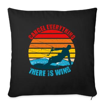 Alles abbrechen Es gibt Wind Lustiges Kitesurfen - Sofakissenbezug 45 x 45 cm - Schwarz - Vorne