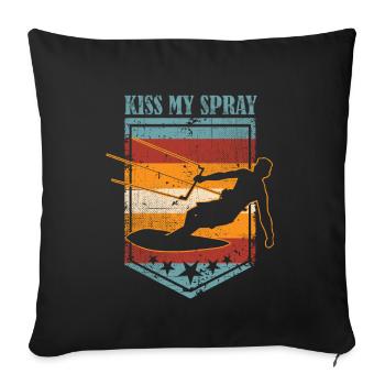 Kiss My Spray Funny Kitesurfing - Sofa pillowcase 17,3'' x 17,3'' (45 x 45 cm) - black - Front