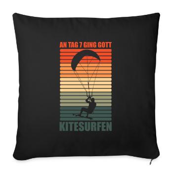 On Day 7 God Went Kitesurfing Funny - Sofa pillowcase 17,3'' x 17,3'' (45 x 45 cm) - black - Front
