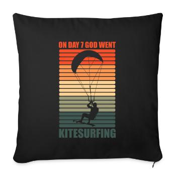 On Day 7 God Went Kitesurfing Funny - Sofa pillowcase 17,3'' x 17,3'' (45 x 45 cm) - black - Front