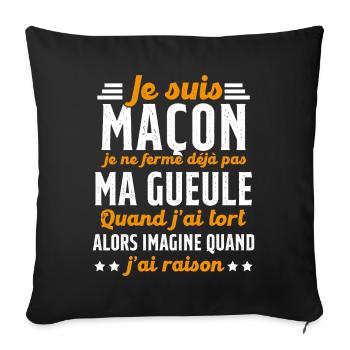 Maçon humour je ne ferme pas ma gueule maçonnerie - Housse de coussin décorative 45 x 45 cm - noir - Devant