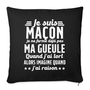 Maçon humour je ne ferme pas ma gueule maçonnerie - Housse de coussin décorative 45 x 45 cm - noir - Devant