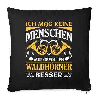 Waldhorn Waldhornspieler Hornist - Sofakissenbezug 45 x 45 cm - Schwarz - Vorne