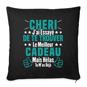 Chéri Saint Valentin Amour Couple Humour - Housse de coussin décorative 45 x 45 cm - noir - Devant