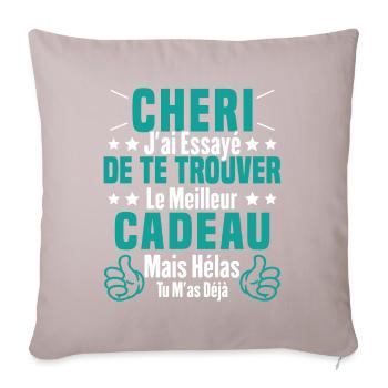 Chéri Saint Valentin Amour Couple Humour - Housse de coussin décorative 45 x 45 cm - taupe clair - Devant