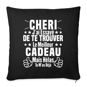 Chéri Saint Valentin Amour Couple Humour - Housse de coussin décorative 45 x 45 cm - noir - Devant