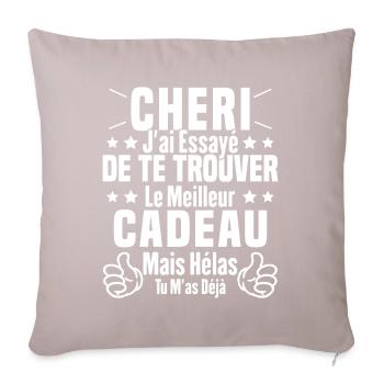 Chéri Saint Valentin Amour Couple Humour - Housse de coussin décorative 45 x 45 cm - taupe clair - Devant