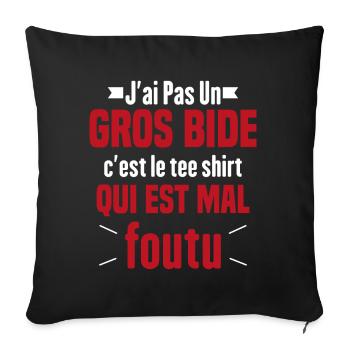 J'ai Pas Un Gros Bide Humour Cadeau - Housse de coussin décorative 45 x 45 cm - noir - Devant