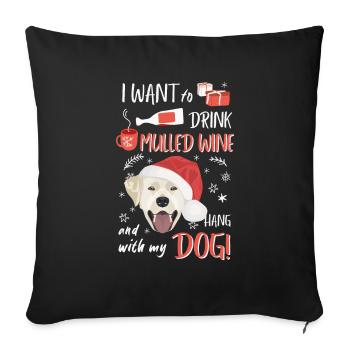 Labrador vin chaud Noël - Housse de coussin décorative 45 x 45 cm - noir - Devant