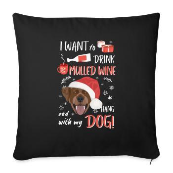 Labrador vin chaud Noël - Housse de coussin décorative 45 x 45 cm - noir - Devant