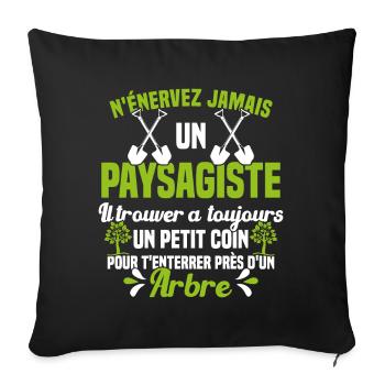 Paysagiste et jardinier cadeau humour - Housse de coussin décorative 45 x 45 cm - noir - Devant