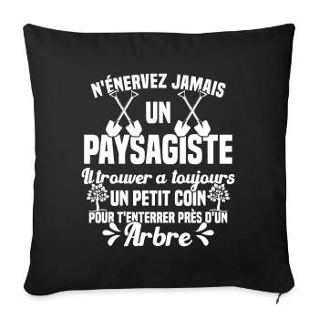 Paysagiste et jardinier cadeau humour - Housse de coussin décorative 45 x 45 cm - noir - Devant