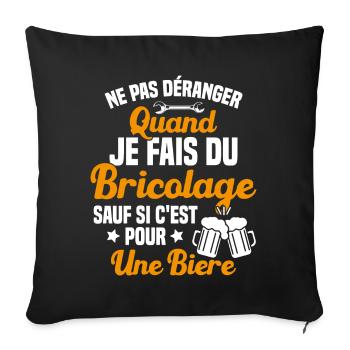 Ne pas déranger quand je fais du bricolage Humour - Housse de coussin décorative 45 x 45 cm - noir - Devant