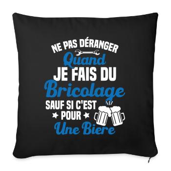 Ne pas déranger quand je fais du bricolage Humour - Housse de coussin décorative 45 x 45 cm - noir - Devant