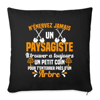 Paysagiste et jardinier cadeau humour - Housse de coussin décorative 45 x 45 cm - noir - Devant