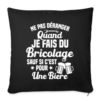 Ne pas déranger quand je fais du bricolage Humour - Housse de coussin décorative 45 x 45 cm - noir - Devant