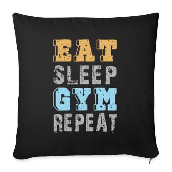 Eat Sleep Gym Repeat Outfit - Sofa pillowcase 17,3'' x 17,3'' (45 x 45 cm) - black - Front